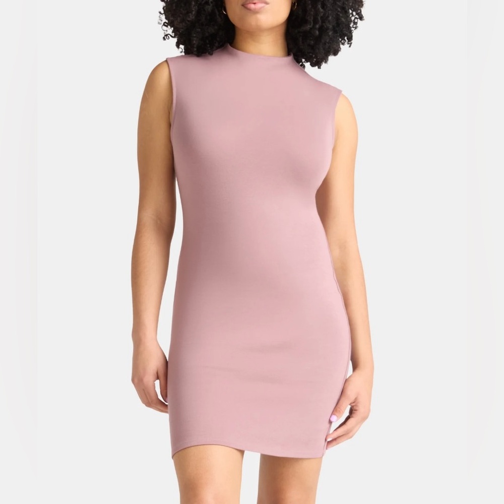 (176)Sleeveless Pink Bodycon Dress